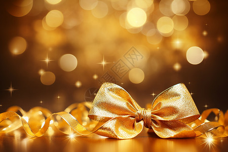 金色装饰蝴蝶结庆祝圣诞节的蝴蝶结装饰设计图片