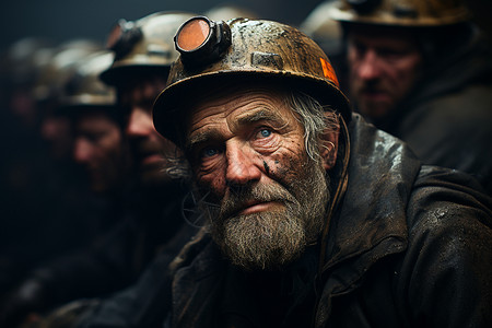 带着安全帽的煤矿工人背景图片