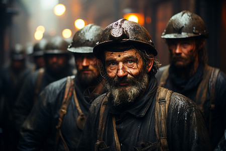 夜幕下的煤矿工人图片