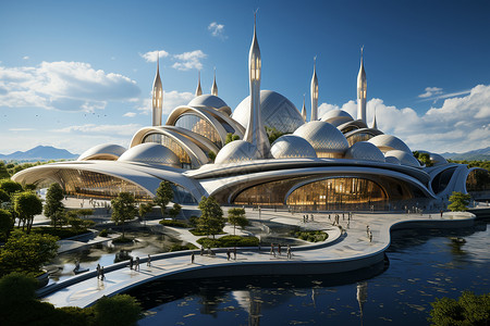 圆顶清真寺未来主义建筑设计图片