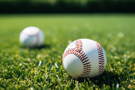 绿色草坪上的棒球背景图片