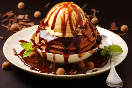 美味的坚果巧克力冰淇淋图片