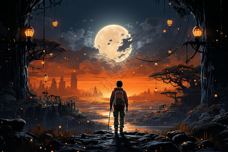 月夜幻境背景图片