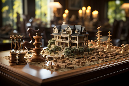 木质国际象棋微型桌面法庭设计图片