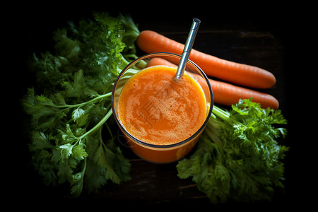 清新健康的胡萝卜汁图片