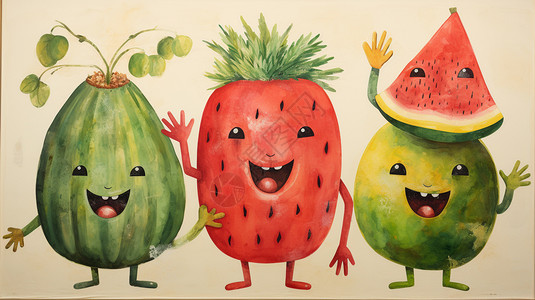 创意水果人物背景图片
