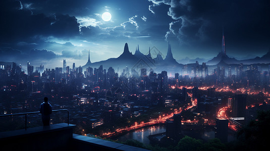 夜晚的城市背景图片