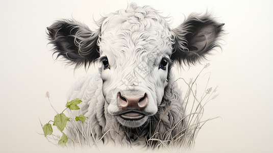 小牛的插画背景图片