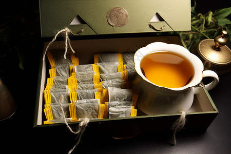 茶包装素材精美的茶叶茶具背景