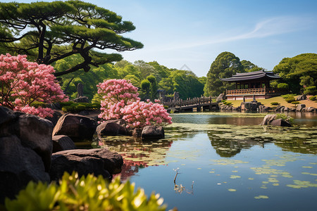 夏日的水池图片