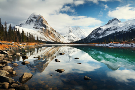 冰川与湖泊的风景背景图片