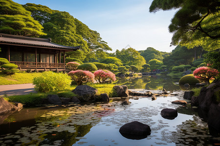 日本石头花园日本奈良的花园背景