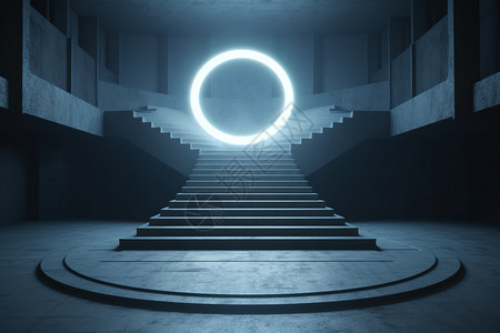 圆光环阶梯中间的圆形光环背景