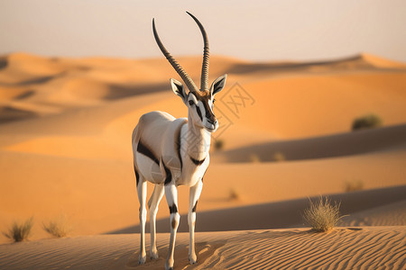 白角素材在沙丘上的白羚羊背景