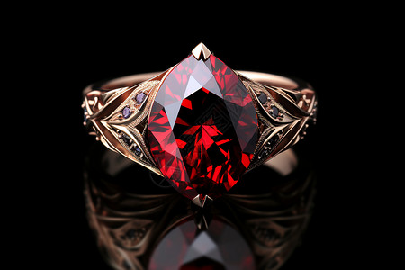 戒指上的红色宝石图片