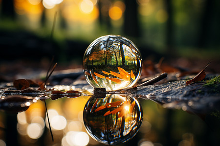 玻璃球中的森林图片