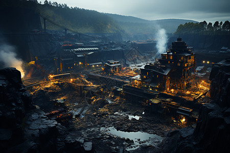 开采矿山矿山的工业区设计图片