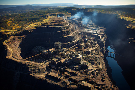 开采矿山煤矿的大型工业区设计图片