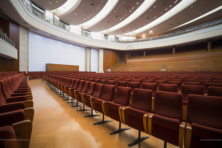 红色公司会议大厅内的座椅背景