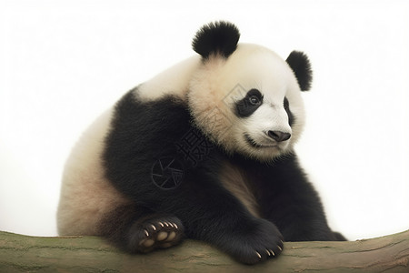 爬上树杈熊猫树枝上的大熊猫背景