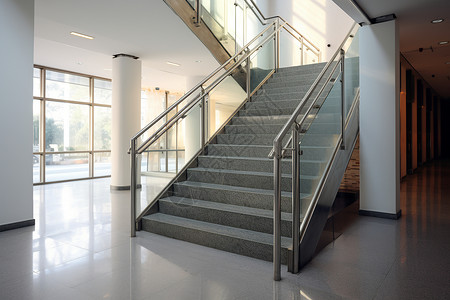 公共扶手现代玻璃楼梯背景