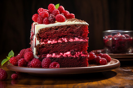 美味的树莓蛋糕图片