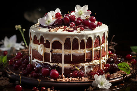 甜蜜红丝绒蛋糕背景图片