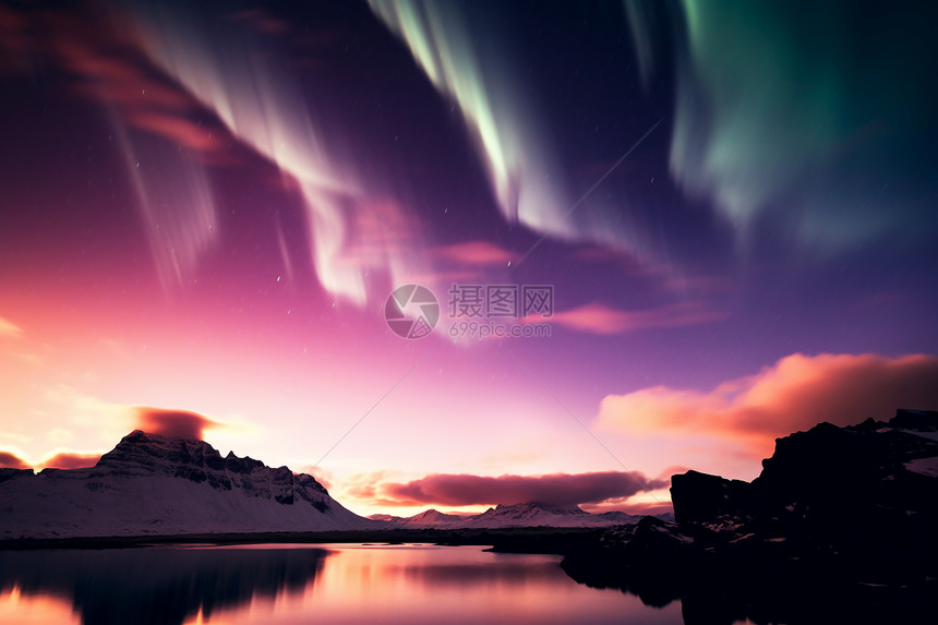 北冰洋的奇幻极光图片