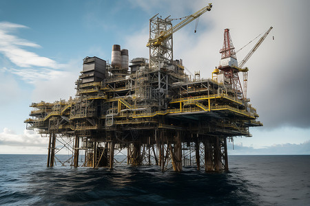 巨大的海洋石油平台图片