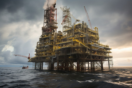 巨型海上石油钻井平台图片