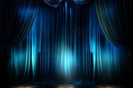 丝绒窗帘幕前的一束光设计图片