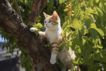 坐进观天胡须猫咪爬树观天背景