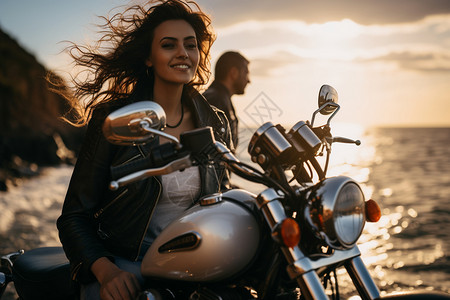 摩托车美女女人骑摩托车背景