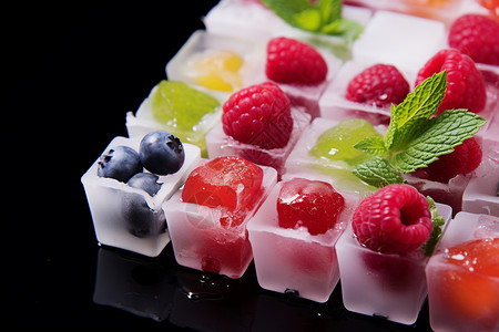 水果盘冰块图片