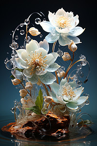 一束花花朵水中漂浮的一束花设计图片