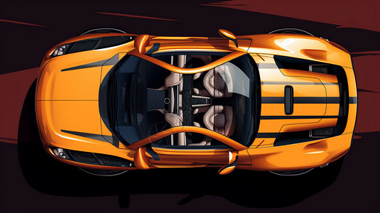 橘红色背景富豪的车子插画
