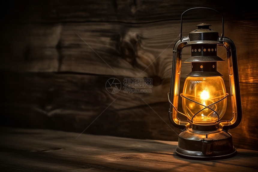 木质灯煤油灯图片
