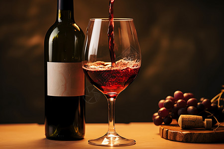美味的红酒在玻璃杯中倾倒背景图片