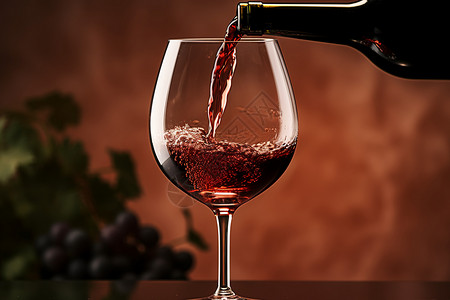 勃艮第葡萄酒美酒在杯中流背景