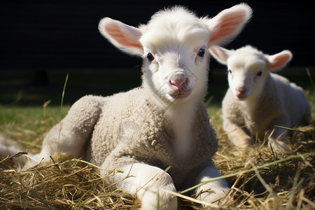 草地上的小羊羔背景图片