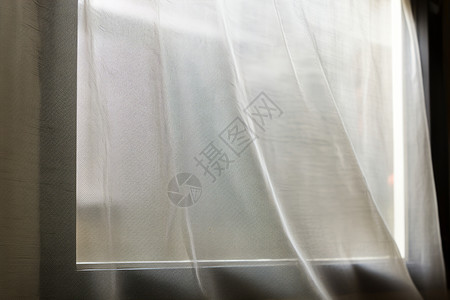 素材透明窗帘窗边透明的窗帘背景
