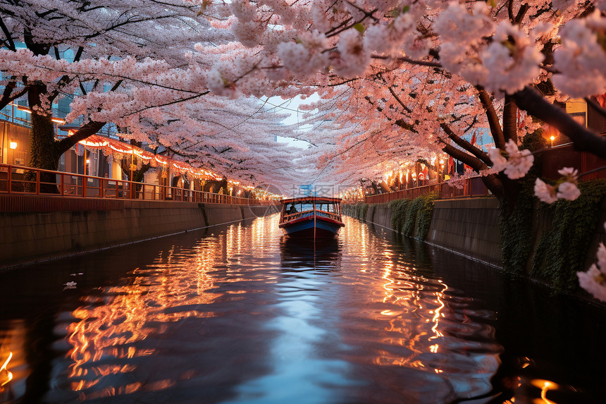 河边的樱花图片