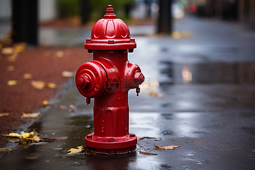 雨中的消防栓图片