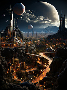 未来的火星城市背景图片
