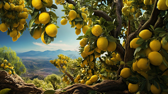 一棵柠檬树背景图片