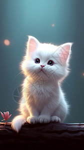 毛茸茸的白色小猫图片