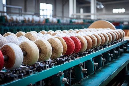 工厂中的棉线卷高清图片