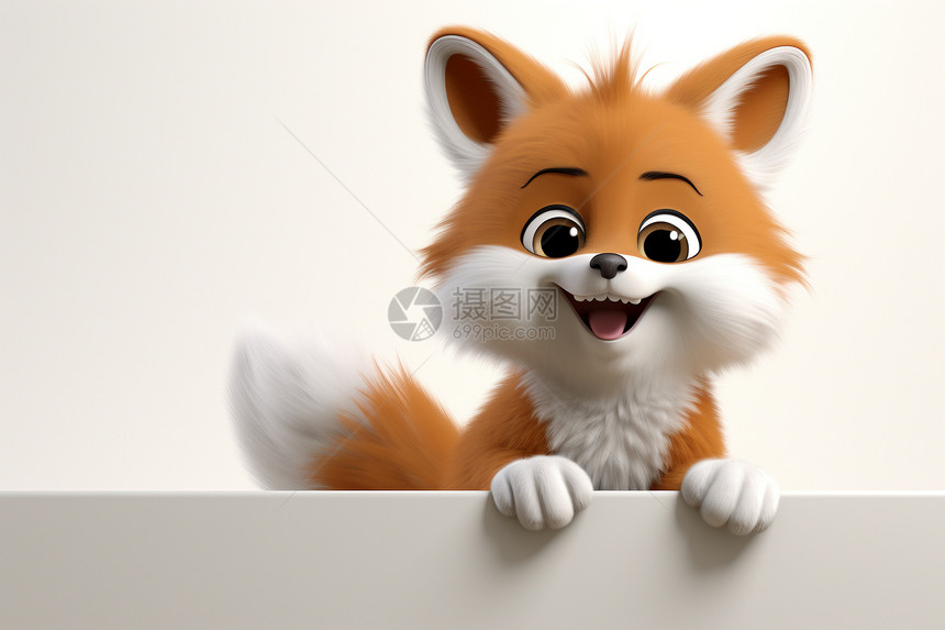 开心的小狐狸图片