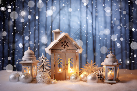 木制的圣诞节装饰背景图片