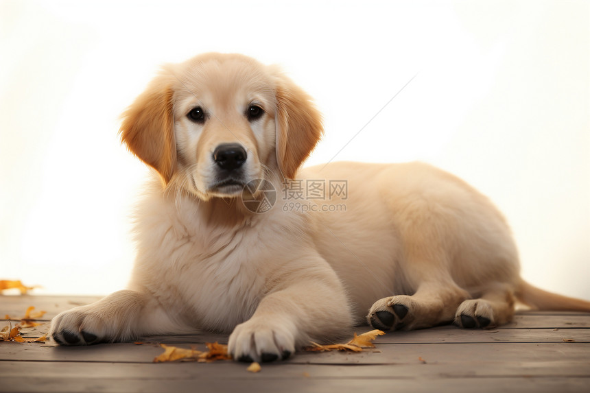 木地板上的小狗图片